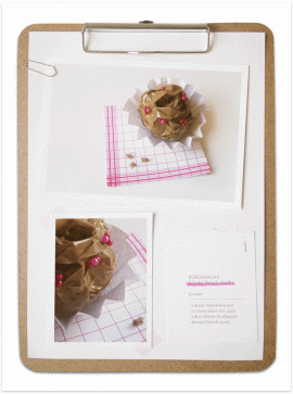 Paper Art Illustration "Bürosnacks: Schoko-Kirsch-Muffin"
