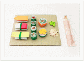 Paper Art Illustration "Bürosnacks: Sushi"