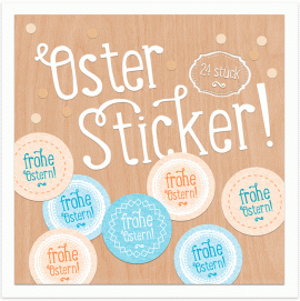 Grafik zum 24er Stickerset "Ostern", Geschenkaufkleber, Vintage-Design