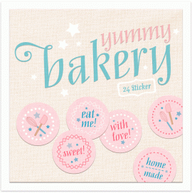 Grafik zum 24er Stickerset "Yummy Bakery", rosa, Aufkleber