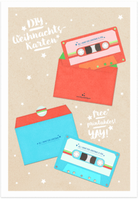 Illustration Weihnachtskarte Retro-Kassette